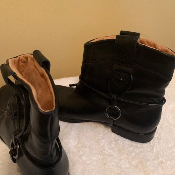 Corso Como Shoes - Corso Como Black Leather Booties Size 8 M Rope Ties Short Boot "Final Sale"